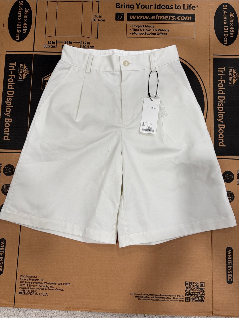 Moussy White High-Rise Tailored Bermudas